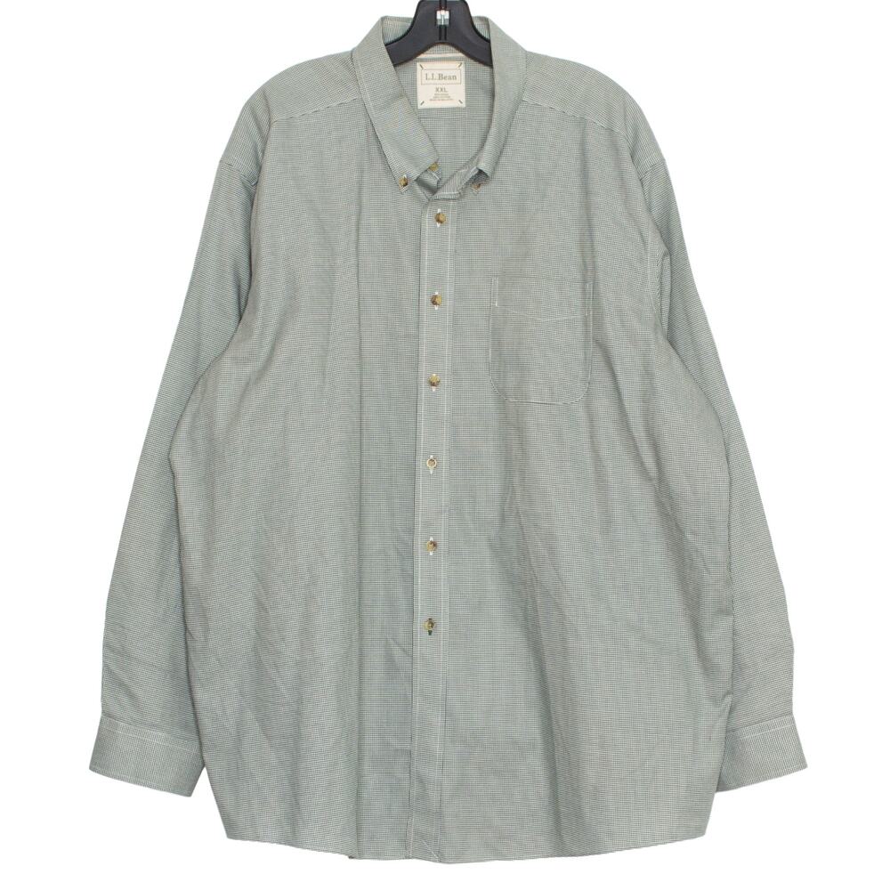 LL Bean Mens Shirt Button Down Long Sleeve Green Size XXL 2XL ED